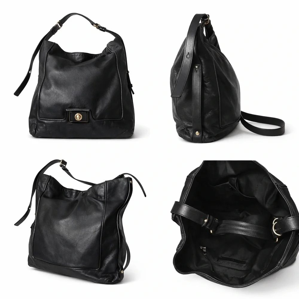 Marc by Marc Jacobs Black Leather Slouchy Shoulder Satchel | Med.